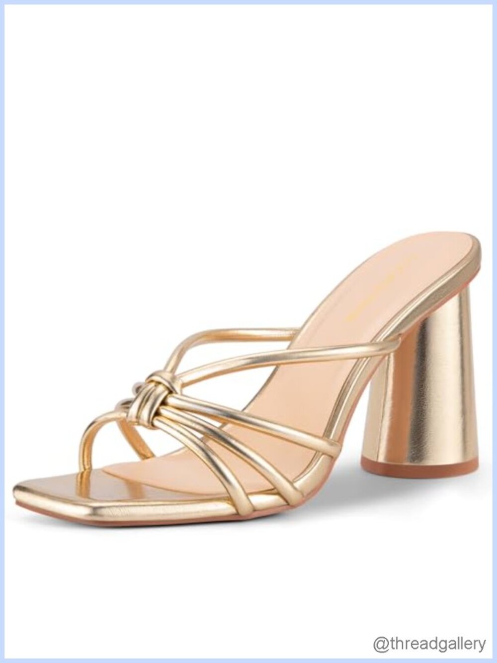 Women's Strappy Block Heel Open Toe Mule Sandals Faux Leather Slip On
